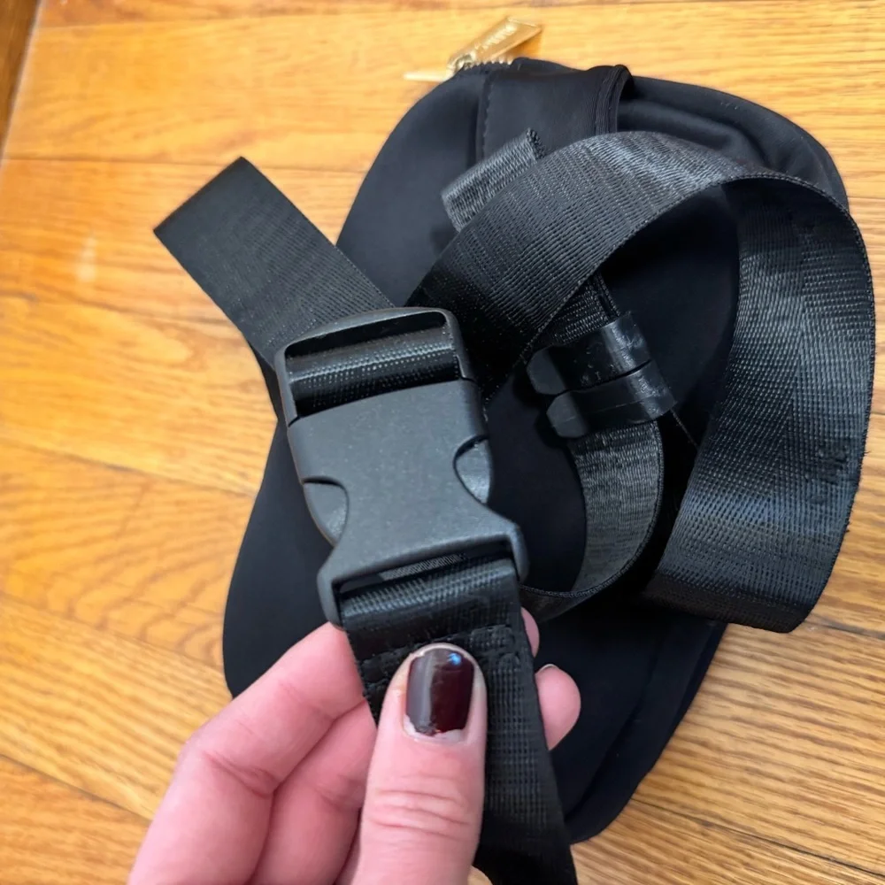 Zorfin Black Belt Bag Crossbody with Gold Accents - Picture 7 of 10